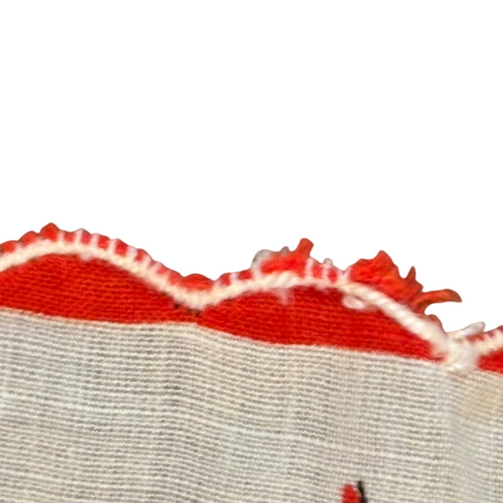 Vintage Christmas Handkerchief Poinsettia Snowflake‎ Scalloped Red White - Picture 4 of 9